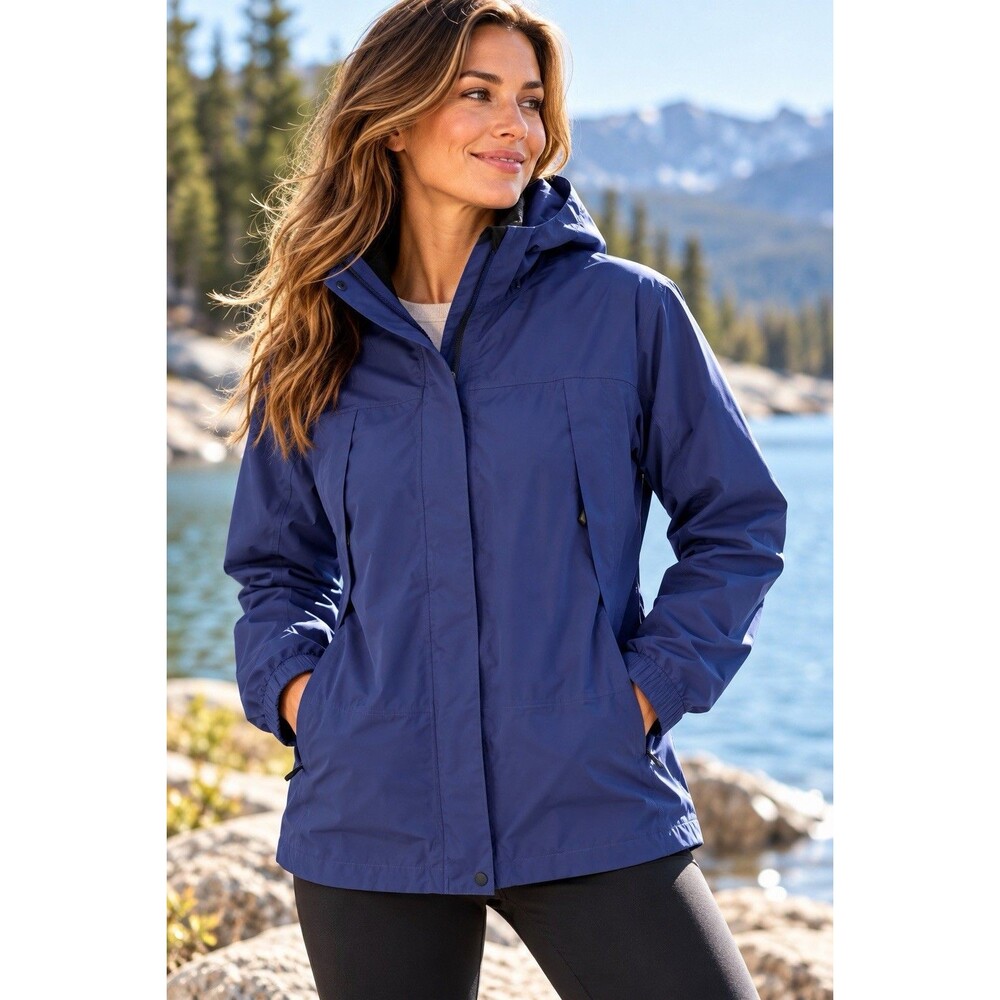 LL Bean Jacket Trail Model L Hooded Hiking Full Zip Raincoat Gorpcore Misses
